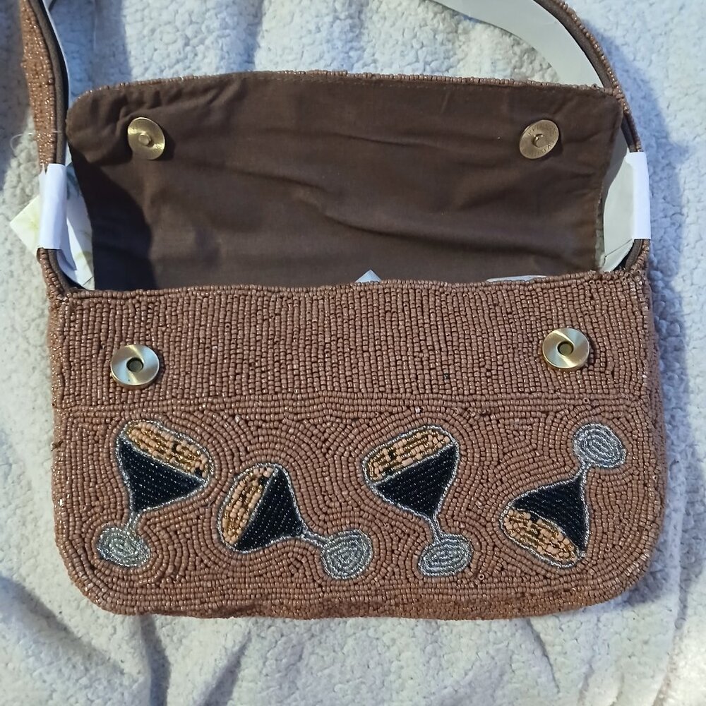 America & Beyond Women's Beaded Espresso Martini Shoulder Bag - Picture 6 of 7